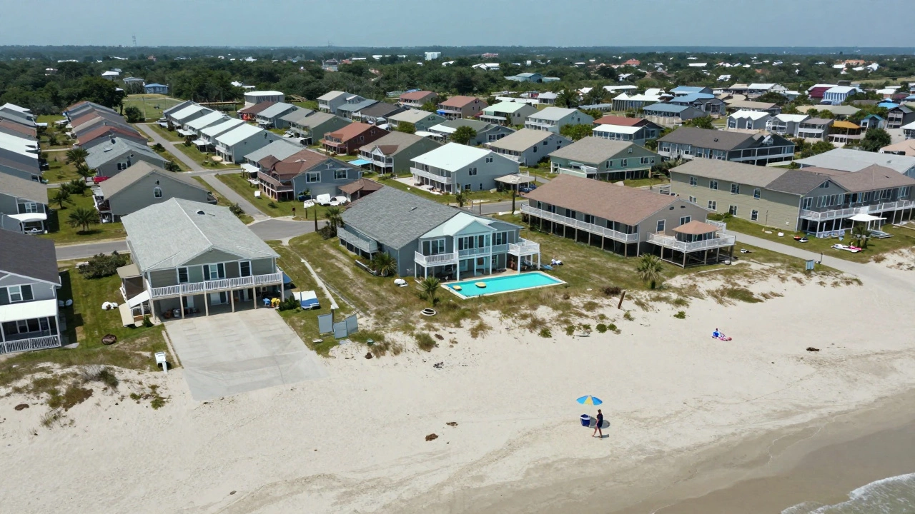 Empty hotel rooms and vacation rentals lining the Myrtle Beach coast during the off-season.