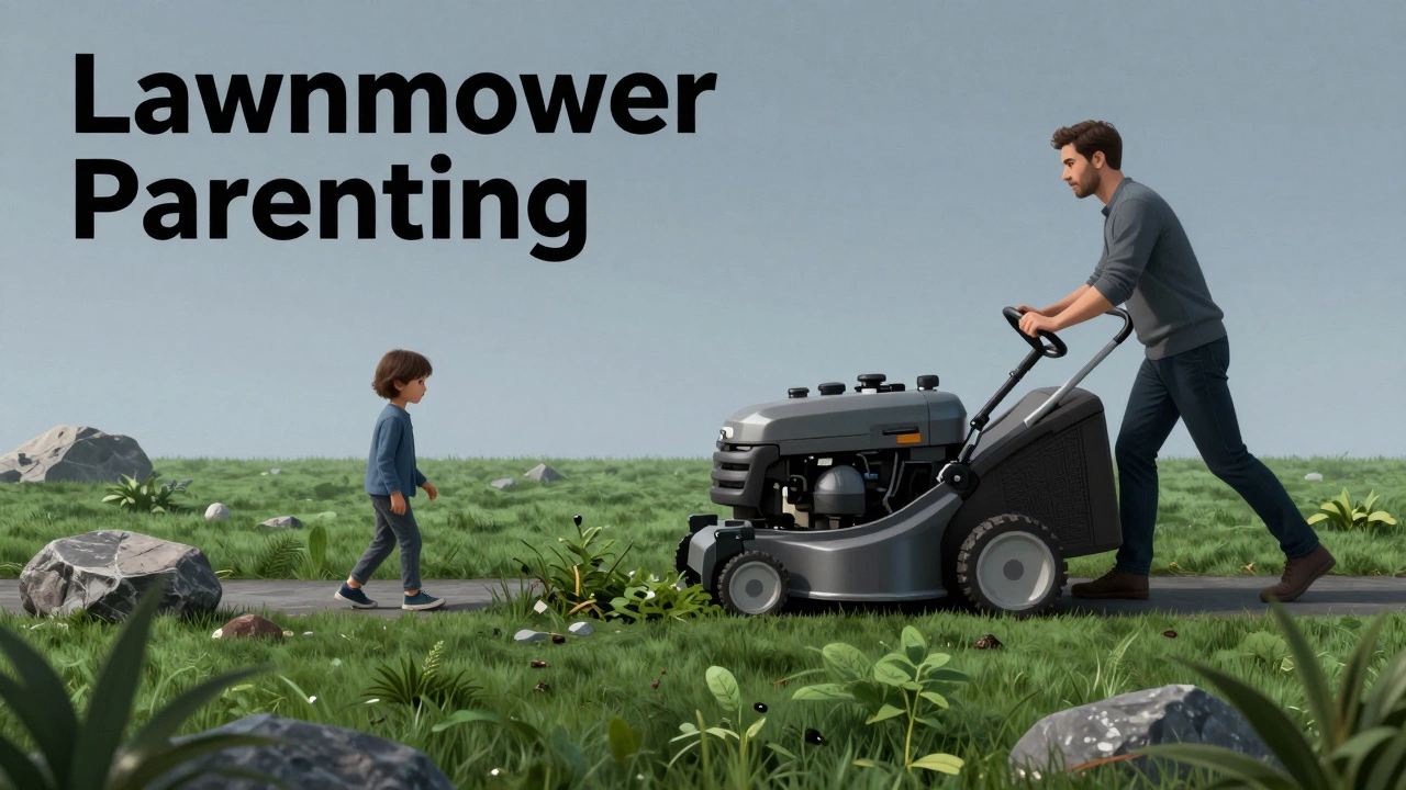 Metaphorical lawnmower flattening path for a child
