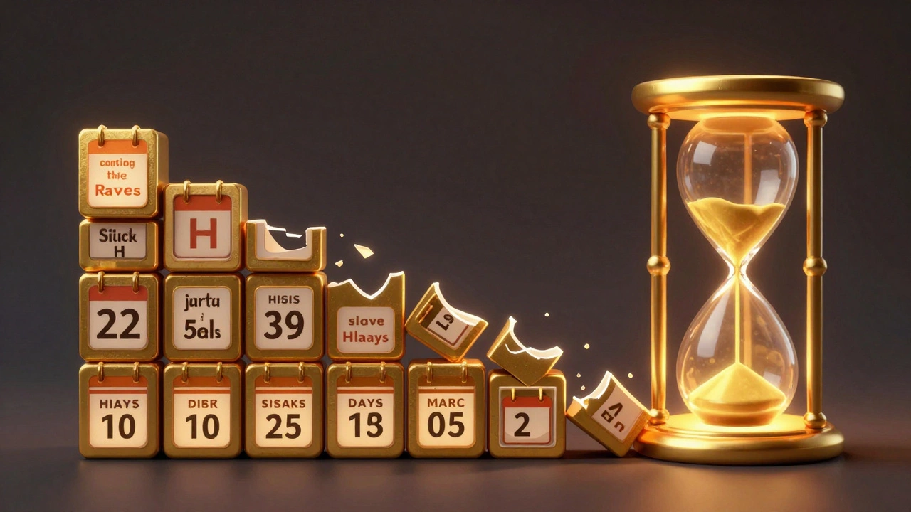 Visual metaphor of diminishing vacation days through fading blocks