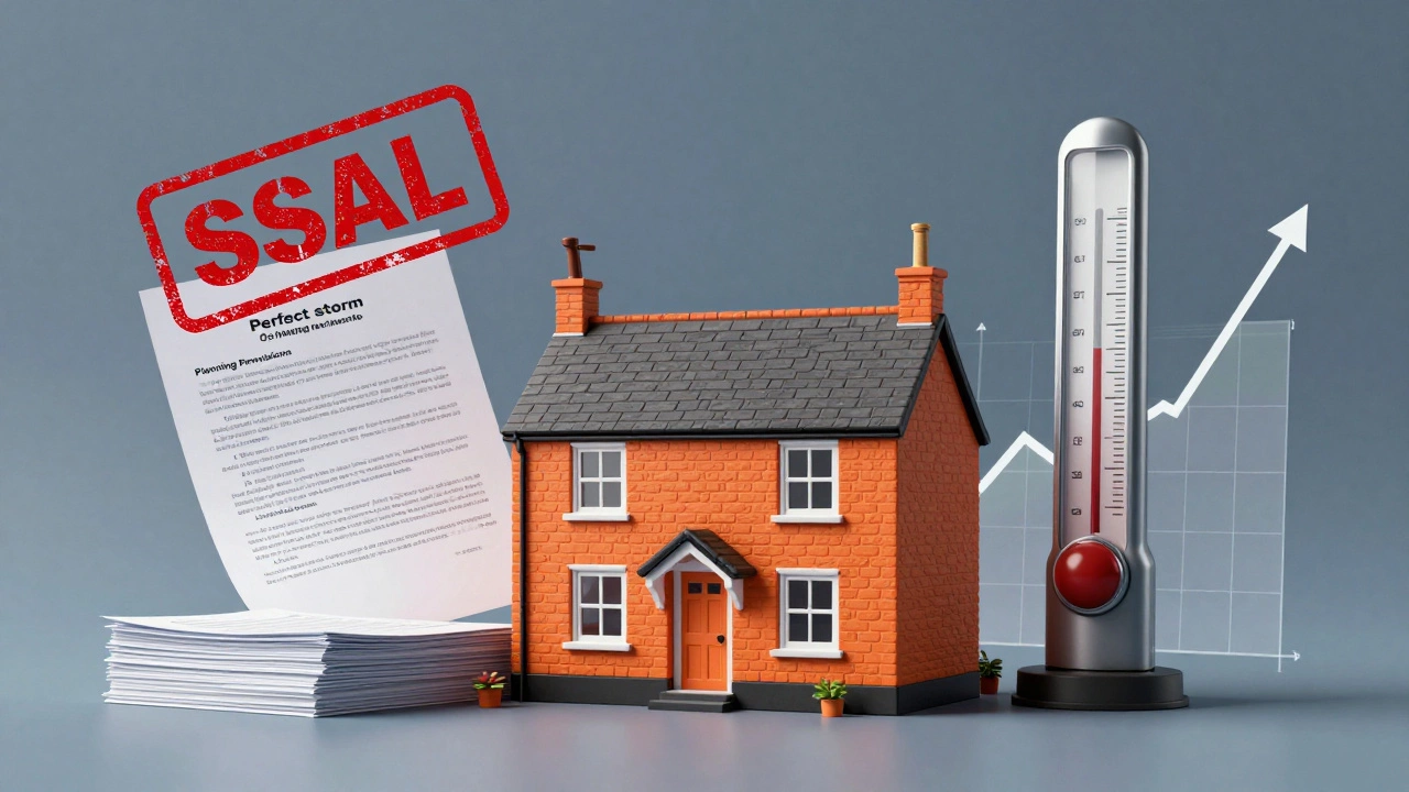 Illustration of a UK holiday home squeezed by taxes, laws, and rising operational costs