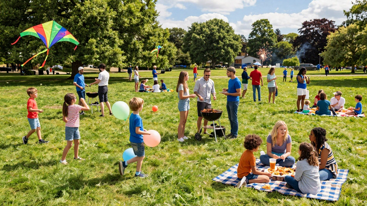 Multicultural family having a picnic and BBQ in a sunny park