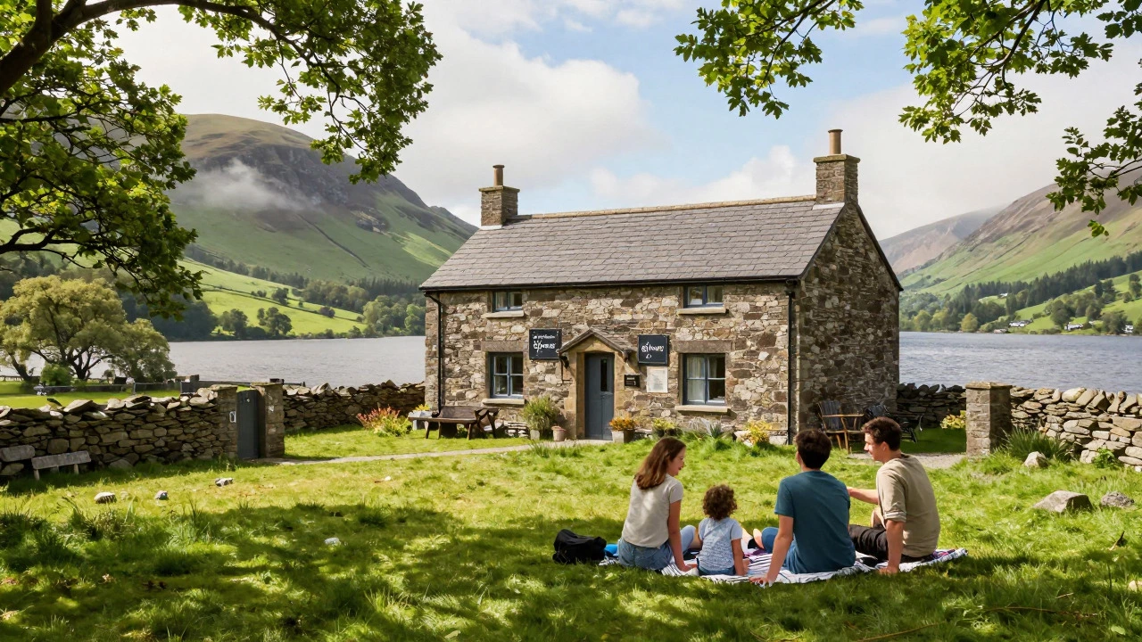 British family relaxing at a Lake District cottage during a staycation